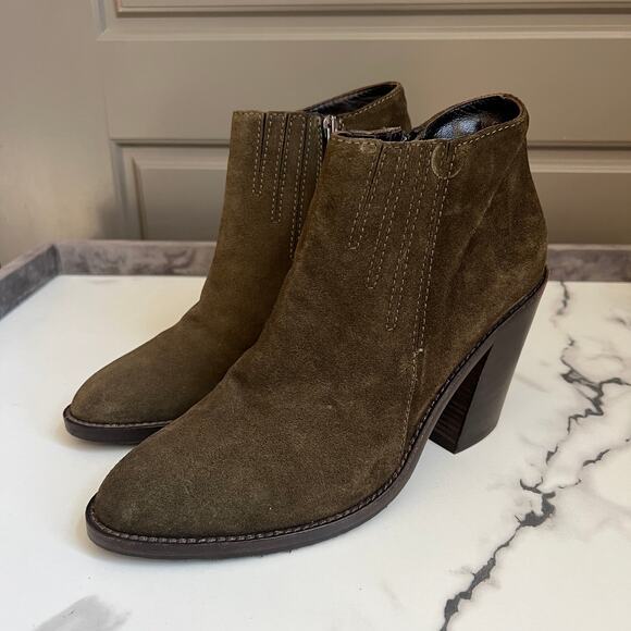 Aquatalia Loren Olive Suede Waterproof Ankle Booties Size 9.5 - Picture 4 of 10